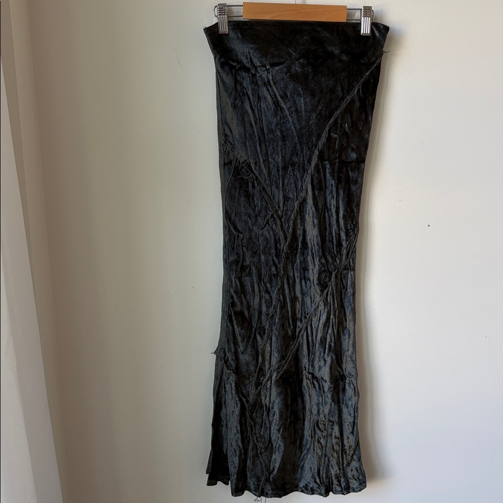 Free People Serious Swagger Skirt Pine Crushed Velvet Holiday Boho Size XS